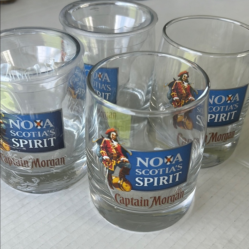 Captain Morgan, “Nova Scotia’s Spirit” heavy base, rum glass, set of four